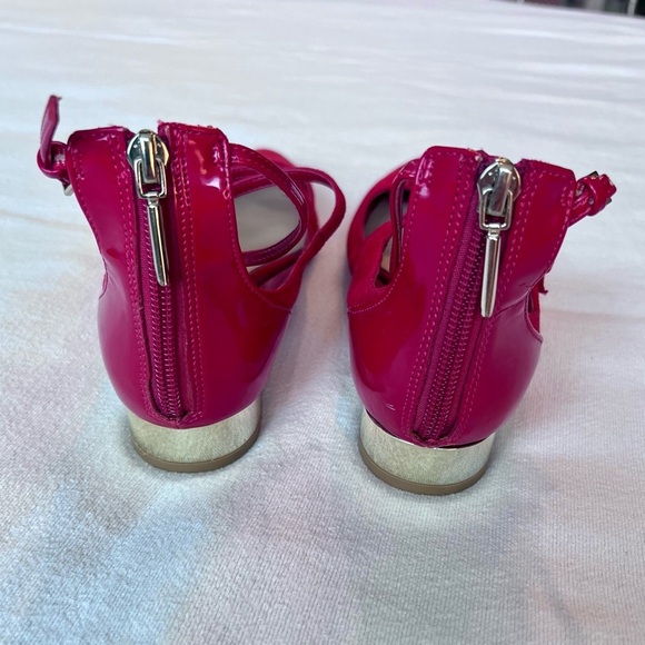 ALDO Sindony Red Suede Ankle Strap Chunky Gold Heel Ballet Shoe Women’s 6 - Picture 3 of 9